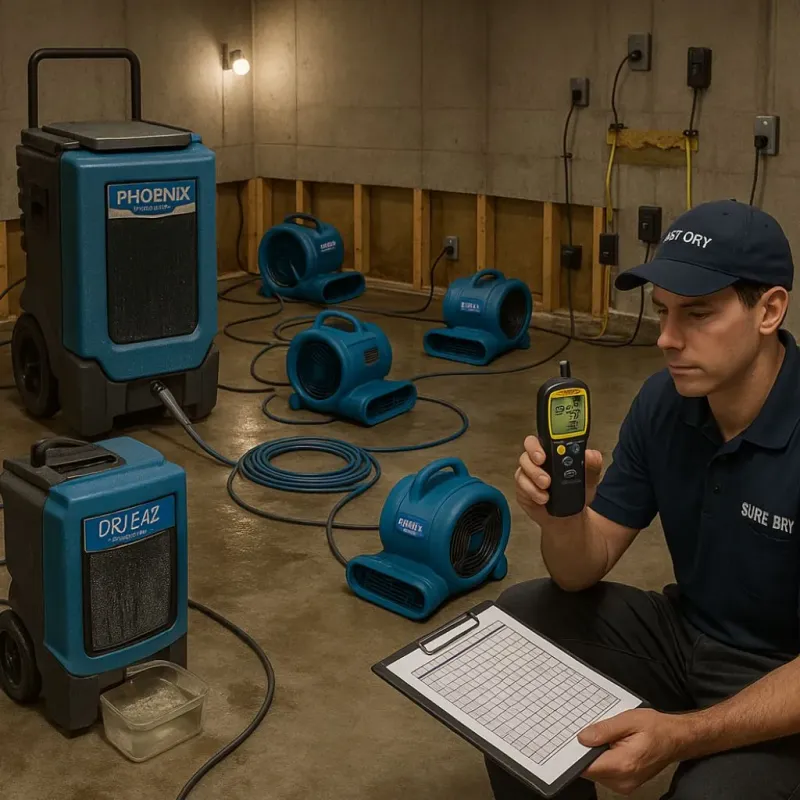 Structural Drying and Dehumidification process in Southwood Acres, CT
